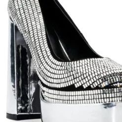 AZALEA WANG DISCO NIGHTS CHUNKY PLATFORM PUMPS IN SILVER -AZALEA WANG Shop azalea wang disco nights chunky platform pumps in silver silver 5 5