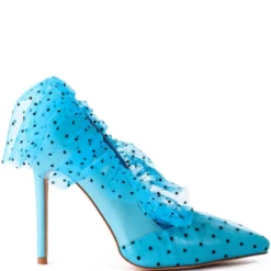AZALEA WANG DISCREET TULLE POLKA DOT PUMP IN BLUE