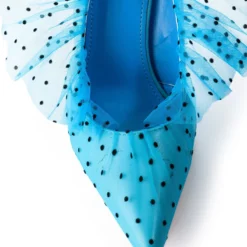 AZALEA WANG DISCREET TULLE POLKA DOT PUMP IN BLUE -AZALEA WANG Shop azalea wang discreet tulle polka dot pump in blue blue 5 5