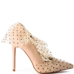 AZALEA WANG DISCREET TULLE POLKA DOT PUMP IN NUDE