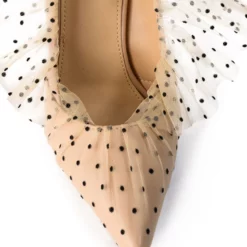 AZALEA WANG DISCREET TULLE POLKA DOT PUMP IN NUDE -AZALEA WANG Shop azalea wang discreet tulle polka dot pump in nude nude 5 5