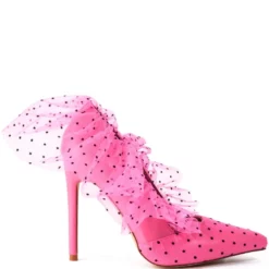 AZALEA WANG DISCREET TULLE POLKA DOT PUMP IN PINK