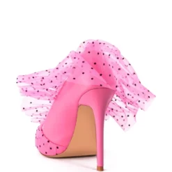 AZALEA WANG DISCREET TULLE POLKA DOT PUMP IN PINK -AZALEA WANG Shop azalea wang discreet tulle polka dot pump in pink pink 4 4