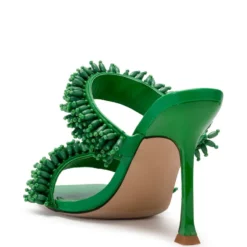 AZALEA WANG DOMITILLA SLIP ON STILETTO SANDAL IN GREEN -AZALEA WANG Shop azalea wang domitilla slip on stiletto sandal in green green 4 4 c1