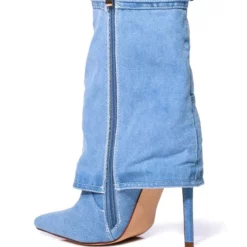 AZALEA WANG DOUBLE DOWN DENIM FOLD OVER STILETTO BOOTIE -AZALEA WANG Shop azalea wang double down denim fold over stiletto bootie denim 4 4