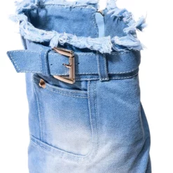 AZALEA WANG DOUBLE DOWN DENIM FOLD OVER STILETTO BOOTIE -AZALEA WANG Shop azalea wang double down denim fold over stiletto bootie denim 5 5