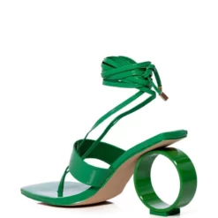 AZALEA WANG ELVIRDA CIRCLE SANDAL IN GREEN -AZALEA WANG Shop azalea wang elvirda circle heel sandal in green green 4 4