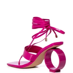 AZALEA WANG ELVIRDA CIRCLE SANDAL IN PINK -AZALEA WANG Shop azalea wang elvirda circle heel sandal in pink pink 4 4