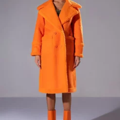 AZALEA WANG ENDLESS LOVE ORANGE TEDDY TRENCH -AZALEA WANG Shop azalea wang endless love orange teddy trench orange 3 3