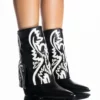 AZALEA WANG ESPERANZA WESTERN BOOTIE IN BLACK WHITE -AZALEA WANG Shop azalea wang esperanza western bootie in black white black white 2 2