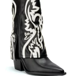 AZALEA WANG ESPERANZA WESTERN BOOTIE IN BLACK WHITE -AZALEA WANG Shop azalea wang esperanza western bootie in black white black white 3 3