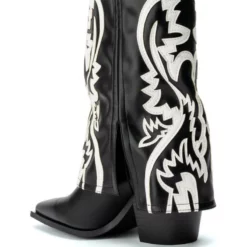 AZALEA WANG ESPERANZA WESTERN BOOTIE IN BLACK WHITE -AZALEA WANG Shop azalea wang esperanza western bootie in black white black white 4 4