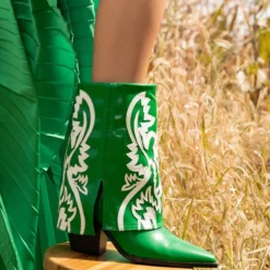 AZALEA WANG ESPERANZA WESTERN BOOTIE IN GREEN -AZALEA WANG Shop azalea wang esperanza western bootie in green green 1 1 c1