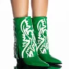 AZALEA WANG ESPERANZA WESTERN BOOTIE IN GREEN -AZALEA WANG Shop azalea wang esperanza western bootie in green green 2 2