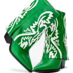 AZALEA WANG ESPERANZA WESTERN BOOTIE IN GREEN -AZALEA WANG Shop azalea wang esperanza western bootie in green green 5 5