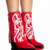 AZALEA WANG ESPERANZA WESTERN BOOTIE IN RED -AZALEA WANG Shop azalea wang esperanza western bootie in red red 2 2