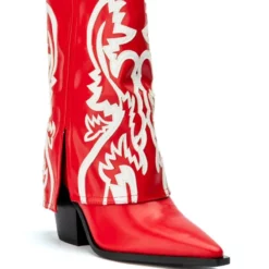 AZALEA WANG ESPERANZA WESTERN BOOTIE IN RED -AZALEA WANG Shop azalea wang esperanza western bootie in red red 3 3