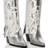 AZALEA WANG ESPERANZA WESTERN STYLE BOOTIE IN METALLIC SILVER -AZALEA WANG Shop azalea wang esperanza western style bootie in metallic silver silver 1 1