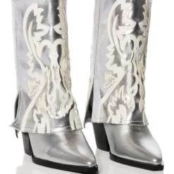 AZALEA WANG ESPERANZA WESTERN STYLE BOOTIE IN METALLIC SILVER