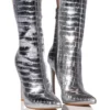 AZALEA WANG FAYE CROC BOOTIE IN SILVER -AZALEA WANG Shop azalea wang faye croc bootie in silver silver 1 1