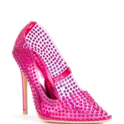AZALEA WANG FIND ME ON THE DANCEFLOOR RHINESTONE PVC PUMP IN FUCHSIA -AZALEA WANG Shop azalea wang find me on the dancefloor rhinestone pvc pump in fuchsia fuchsia 3 3