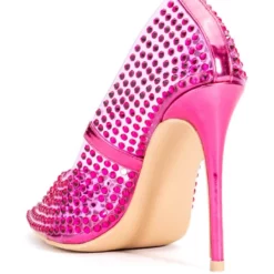 AZALEA WANG FIND ME ON THE DANCEFLOOR RHINESTONE PVC PUMP IN FUCHSIA -AZALEA WANG Shop azalea wang find me on the dancefloor rhinestone pvc pump in fuchsia fuchsia 4 4