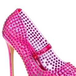 AZALEA WANG FIND ME ON THE DANCEFLOOR RHINESTONE PVC PUMP IN FUCHSIA -AZALEA WANG Shop azalea wang find me on the dancefloor rhinestone pvc pump in fuchsia fuchsia 5 5