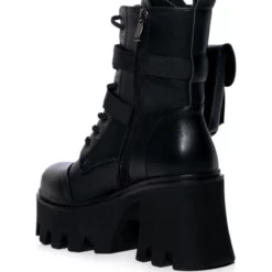 AZALEA WANG FOLLOW CHUNKY COMBAT BOOTIE IN BLACK -AZALEA WANG Shop azalea wang follow chunky combat bootie in black black 4 4