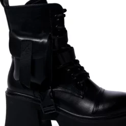 AZALEA WANG FOLLOW CHUNKY COMBAT BOOTIE IN BLACK -AZALEA WANG Shop azalea wang follow chunky combat bootie in black black 5 5