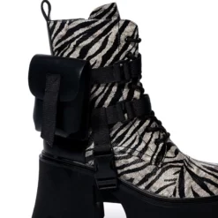 AZALEA WANG FOLLOW CHUNKY COMBAT BOOTIE IN ZEBRA -AZALEA WANG Shop azalea wang follow chunky combat bootie in zebra zebra 5 5