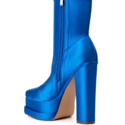 AZALEA WANG FORMAT CHUNKY PLATFORM BOOTIE IN BLUE -AZALEA WANG Shop azalea wang format chunky platform bootie in blue blue 4 4