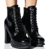 AZALEA WANG FREDDIE CHUNKY LACE UP BOOTIE IN BLACK -AZALEA WANG Shop azalea wang freddie chunky lace up bootie in black black 1 1