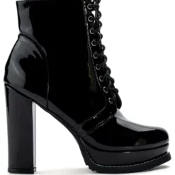AZALEA WANG FREDDIE CHUNKY LACE UP BOOTIE IN BLACK -AZALEA WANG Shop azalea wang freddie chunky lace up bootie in black black 2 2