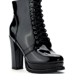 AZALEA WANG FREDDIE CHUNKY LACE UP BOOTIE IN BLACK -AZALEA WANG Shop azalea wang freddie chunky lace up bootie in black black 3 3