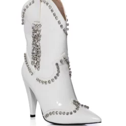 AZALEA WANG FREIDA EMBELLISHED BOOTIE IN WHITE -AZALEA WANG Shop azalea wang freida embellished bootie in white white 3 3