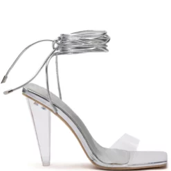 AZALEA WANG FREMONT PVC SANDAL IN SILVER -AZALEA WANG Shop azalea wang fremont pvc sandal in silver silver 3 3 c1