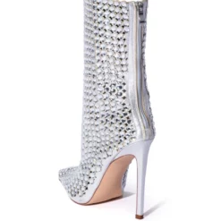 AZALEA WANG FULL OF LOVE RHINESTONE EMBELLISHED BOOTIE IN SILVER -AZALEA WANG Shop azalea wang full of love rhinestone embellished bootie in silver silver 4 4