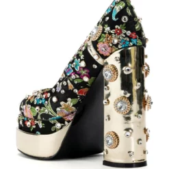 AZALEA WANG GEMMA SATIN EMBELLISHED PUMP IN BLACK -AZALEA WANG Shop azalea wang gemma satin embellished pump in black black 4 4