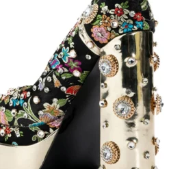 AZALEA WANG GEMMA SATIN EMBELLISHED PUMP IN BLACK -AZALEA WANG Shop azalea wang gemma satin embellished pump in black black 5 5