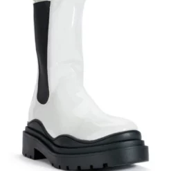 AZALEA WANG GHOSTED FLATFORM CHELSEA BOOT IN BLACK WHITE -AZALEA WANG Shop azalea wang ghosted flatform chelsea boot in black white black white 3 3 c1