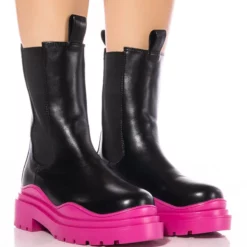 AZALEA WANG GHOSTED FLATFORM CHELSEA BOOT IN FUCHSIA