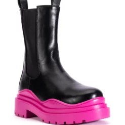 AZALEA WANG GHOSTED FLATFORM CHELSEA BOOT IN FUCHSIA -AZALEA WANG Shop azalea wang ghosted flatform chelsea boot in fuchsia fuchsia 3 3 c1 c1