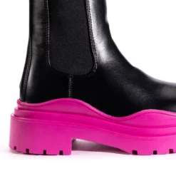 AZALEA WANG GHOSTED FLATFORM CHELSEA BOOT IN FUCHSIA -AZALEA WANG Shop azalea wang ghosted flatform chelsea boot in fuchsia fuchsia 5 5 c1 c1