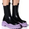AZALEA WANG GHOSTED FLATFORM CHELSEA BOOT IN PURPLE -AZALEA WANG Shop azalea wang ghosted flatform chelsea boot in purple purple 1 1
