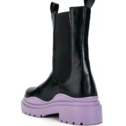 AZALEA WANG GHOSTED FLATFORM CHELSEA BOOT IN PURPLE -AZALEA WANG Shop azalea wang ghosted flatform chelsea boot in purple purple 4 4