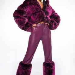 AZALEA WANG GIULIA 3D FAUX FUR CROP JACKET