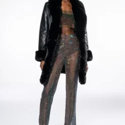 GRAM GIRL PU DRESSY COAT WITH FAUX FUR COLLAR AND WRISTS 26 GRAM GIRL PU DRESSY COAT WITH FAUX FUR COLLAR AND WRISTS -AZALEA WANG Shop azalea wang gram girl pu and faux fur wrap coat black 10 10