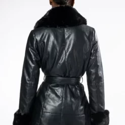 GRAM GIRL PU DRESSY COAT WITH FAUX FUR COLLAR AND WRISTS 24 GRAM GIRL PU DRESSY COAT WITH FAUX FUR COLLAR AND WRISTS -AZALEA WANG Shop azalea wang gram girl pu and faux fur wrap coat black 8 8 c1