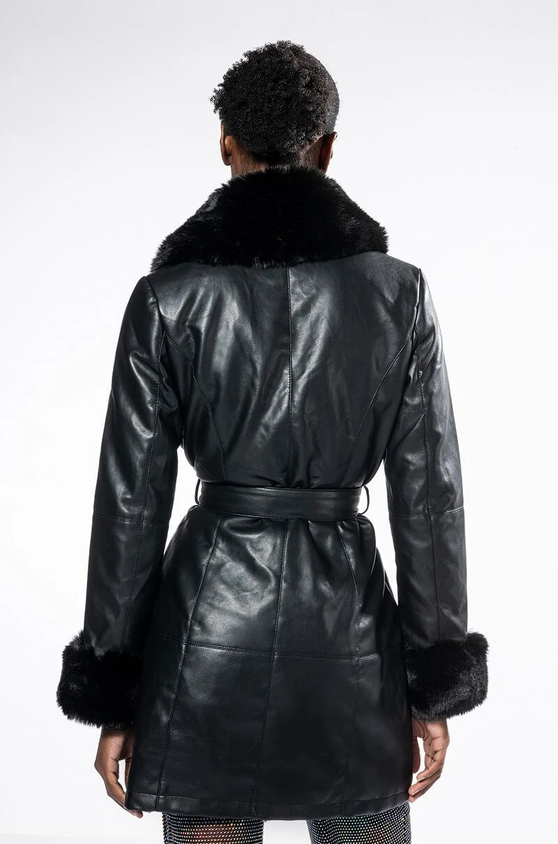 GRAM GIRL PU DRESSY COAT WITH FAUX FUR COLLAR AND WRISTS 12 GRAM GIRL PU DRESSY COAT WITH FAUX FUR COLLAR AND WRISTS - Image 11