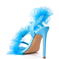 AZALEA WANG GRAPEFRUIT TULLE STILETTO SANDAL IN BLUE -AZALEA WANG Shop azalea wang grapefruit tulle stiletto sandal in blue blue 4 4